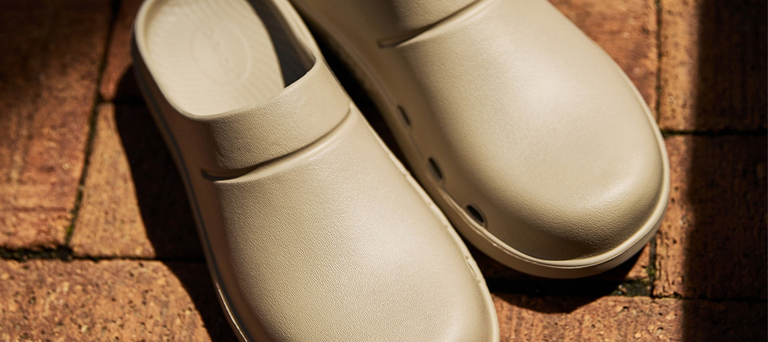 close up image of nomad clogs