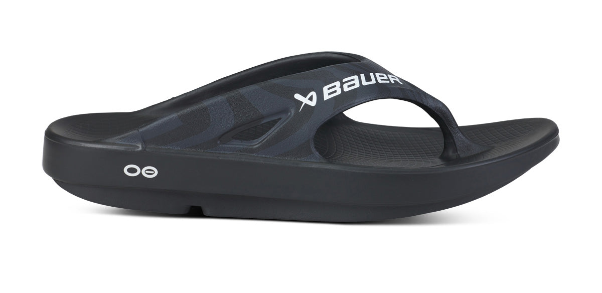 BAUER/OOFOS Women's OOriginal Sport Sandal – Black Asphalt lateral view