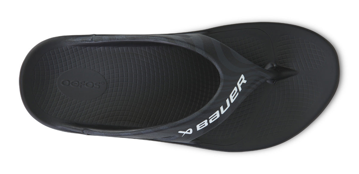 BAUER/OOFOS Women's OOriginal Sport Sandal – Black Asphalt top view