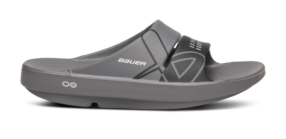 靴 OOFOS OOahh - Slate BAUER/OOFOS Men's OOahh Sport Slide Sandal – Slate