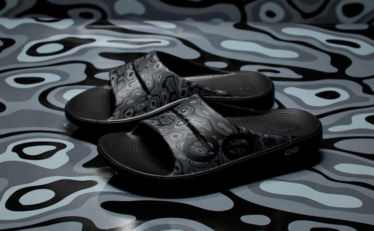 ★OOFOS★ OOAHH SPORT BLACK CAMO Elegant Sports Black Camo 5 Men's OOahh Sport Slide Sandal - Black Water Camo – OOFOS