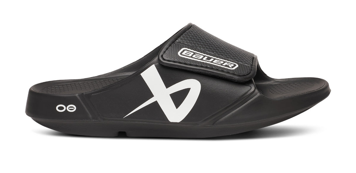 BAUER/OOFOS OOahh Sport Flex Sandal – Black lateral view