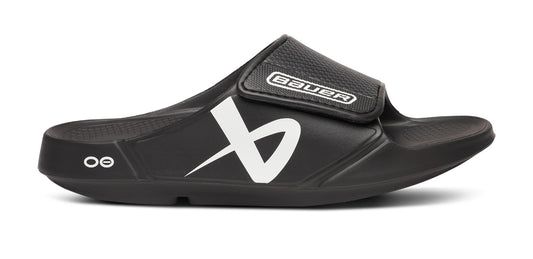 BAUER/OOFOS OOahh Sport Flex Sandal – Black lateral view