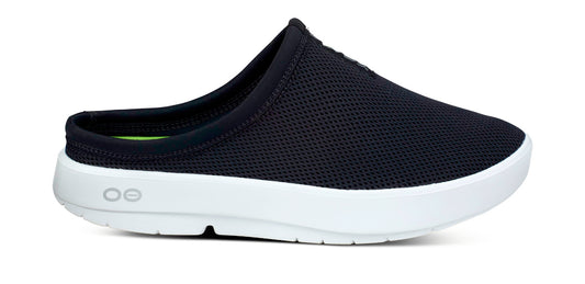 Men's OOcoozie Sport Mule - White Black lateral view