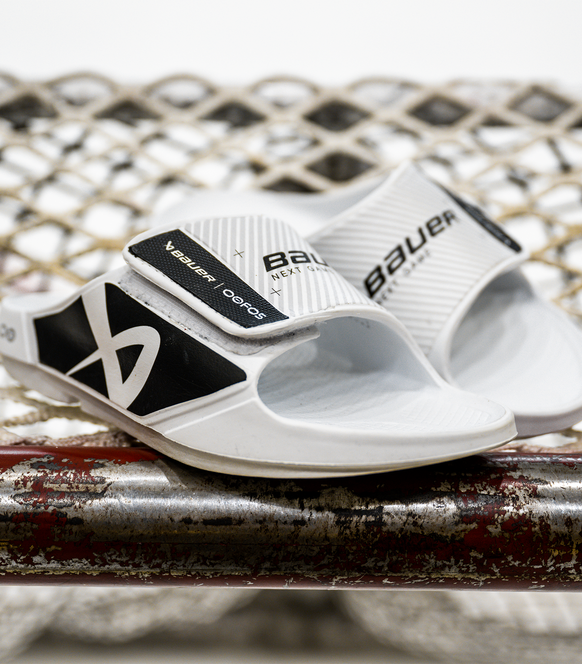 Bauer x OOFOS White Sport Flex Sandal